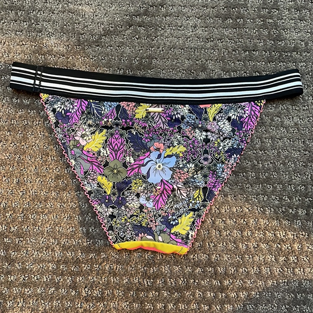 Like new Victoria’s Secret fun retro neon striped floral bikini bottom
